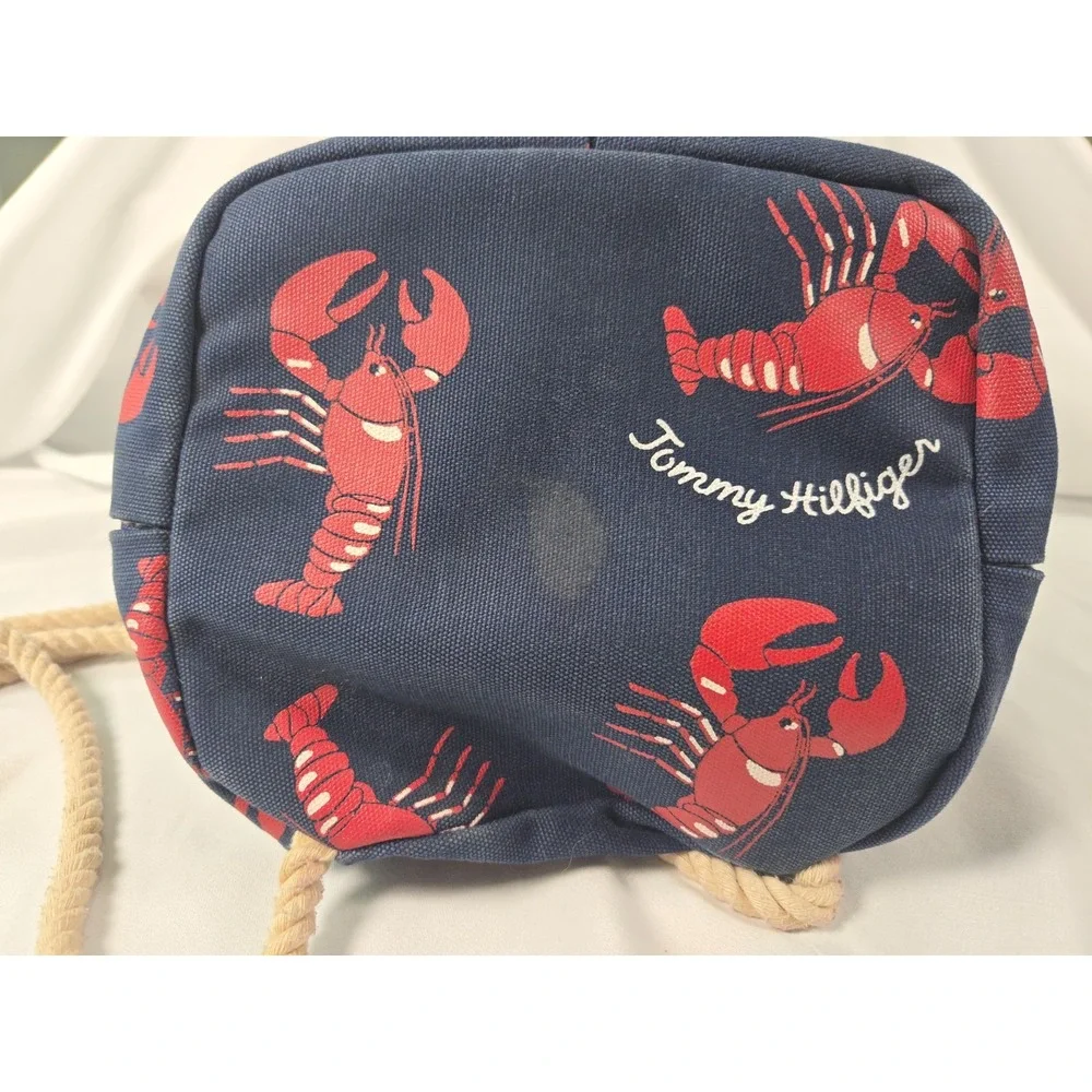 Tommy Hilfiger Lobster Print Canvas Backpack Nautical Coastal Bag